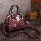 2021 new women's bag oil wax leather hit color portable single-shoulder messenger retro fashion hinged children's bag 231