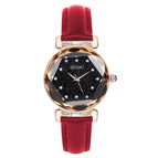 GUOU 6603 Sky Luxury Rose Mesh Steel Leather Quartz Analog Waterproof Watch Sky Stars Dial WristWatches Gifts for Women