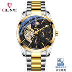 CHENXI Men's Mechanical Watch Waterproof Sun Moon Star Automatic Skeleton Watch Men's Mechanical Watch CX-8801