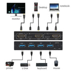4K X 2K HDMI-compatible/USB KVM Switch Splitter 2-Port HDTV USB For Shared Monitor Keyboard And Mouse Adaptive HDCP Printer