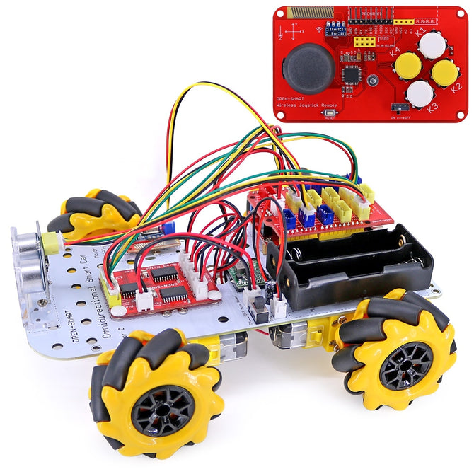4WD Smart Car Kit 360 Degree Omnidirectional RF 315 MHz JoyStick Wireless Remote Control Gear Motor Easy-plug XH2.54 for Arduino