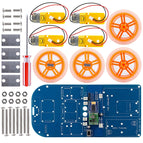 4WD Smart Car Kit JoyStick Remote Control Wireless RF 433 MHz Long Range Rubber Wheel Gear Motor Tutorial Compatible for Arduino