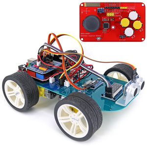 4WD Smart Car Kit RF 433 MHz JoyStick Remote Control Long Range Wireless Rubber Wheel Gear Motor Tutorial Compatible for Arduino