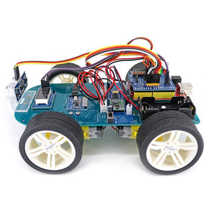 4WD Smart Car Kit RF 433 MHz JoyStick Remote Control Long Range Wireless Rubber Wheel Gear Motor Tutorial Compatible for Arduino