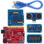 4WD Smart Car Kit Serial Bluetooth-compatible Control Rubber Wheel Gear Motor with Tutorial Compatible for Arduino