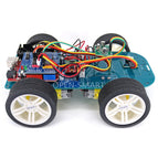 4WD Smart Robot Car Kit Wireless IR Remote Control with Buzzer Module Rubber Wheel Gear Motor / Tutorial Compatible for Arduino