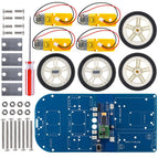 4WD Smart Robot Car Kit Wireless IR Remote Control with Buzzer Module Rubber Wheel Gear Motor / Tutorial Compatible for Arduino