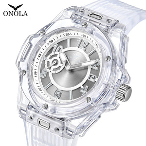 ONOLA ON3836 2023 New Man watch Net Red Watch  Transparent Case Multi-Function Luminous Waterproof Men's Watch Women's