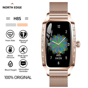 2022 new arrive NORTH EDGE H8S Smart Watch Girlfriend Gift Birthday Gift crystal stone Ladies dial Menstrual period reminder IP68 water proof