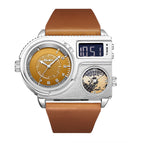 Oulm watch for men genuine large dial quartz watch leather sports casual men's watch gold men's watch HP5026