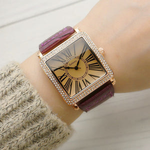 GOGOEY Square Rhinestone Digital Face Women's Watch Online Red Live Women's WatcH Fashion Quartz Watch Girl's Belt Watch