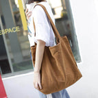 Korean version simple large-capacity canvas bag lightweight solid color single shoulder female bag casual retro shopping bag handbag SR111-1