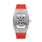 Women's watch barrel personality fashion trend hollow rotating watch female full diamond fashion silicone watch SA-015