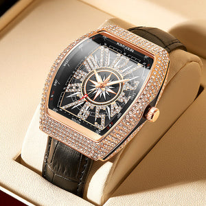 KIMSDUN K-2132B mens casual watch Gypsophila diamond-studded tonneau-shaped fashion luminous waterproof men watch