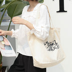 Korean version casual canvas handbags simple literary and art handbags online celebrity fashion printed shoulder bags SRA775