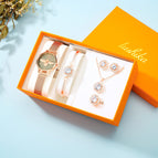Women quartz watch fashion trend line bee office lady bracelet watch set gift 016t