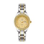 WWOOR 8856 Couple Watch Waterproof Luminous Watch Butterfly Snap Button Steel Strap Watch Strap Men's Diamond Gold Watch