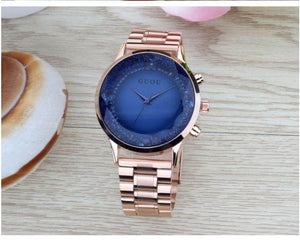 GUOU 8107 Women's Watches Rose Gold Stainless Steel Watch Diamond Fashion Ladies Watch Luxury Clock Women