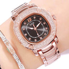GEDI 3200 Fashion Casual Rhinestones Watches Stainless Steel Waterproof Ladies Analog Quartz Wristwatch Female Gift Clock Watch for Women