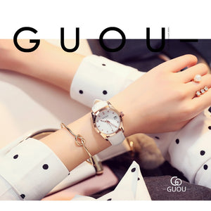 [Larger Stock] GUOU 8076 Women's watch Fashion Simple Luminous Calendar Quartz watch lady watches