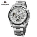 Forsining Waterproof Mechanical Watch Men's Fashion Casual Steel Belt Hollow Automatic Mechanical men Watch SLZe66