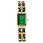 GUOU 6042 Jenama Jam Tangan perempuan Baru Mudah Niche Persegi Tenunan Tali Retro Wanita Jam Tangan