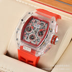 Men's and women's watch 6-Pin Quartz Watch Barrel-Shaped Hollowed Fashion Non-Mechanical Watch Spot Transparent Watch 8087