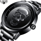 LIGE Simple Skull 3D Men's Waterproof Men's quartz Watch LG9876