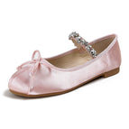 33-43sheii2022 summer super soft rhinestone round toe satin ballerina flat Mary Jane shoes 666-1