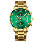OLMECA Mens Watches Top Brand Luxury Chronograph Watches Full Steel Casual Quartz Watch Fashion Waterproof Business Wristwatch