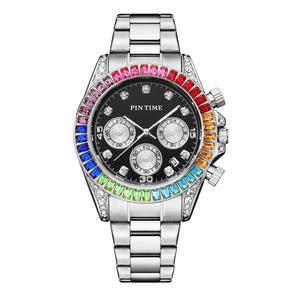 PINTIME new style men's casual watch fashion steel watch men's and women's waterproof quartz men's watch