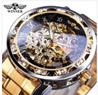 Winner Fashion Diamond Luminous Gear Movement Royal Design Men Male Mechanical Skeleton Wrist men's casual Watch