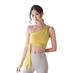 New High Elastic Fitness Yoga Clothes One Shoulder Sports Bra Vest Women's Beauty Back Short Top Yoga Clothes Women's Summer A054