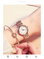 GUOU 8059 Diamond Women's Watches Rose Gold Fashion big dial Wrist Watch Watches Clock