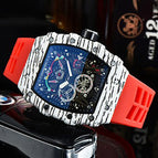 Watch for me Barrel-Shaped Quartz Watch Fashion Six-Pin Running Seconds Wood Grain Waterproof Men's Watch 9791F