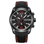 Megir 2063 Men's Chronograph Analog Quartz Watch with Date Luminous Hands Waterproof Silicone Rubber Strap Wristswatch for Man