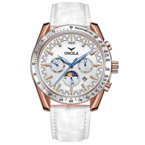 ONOLA ON6835 Men's watch Multi-Function Automatic Mechanical Leather Watch Men Watrproof Watch casual
