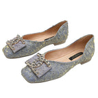 Fairy square head flat women's shoes 2022 new simple soft bottom office ladies shoes plus size 555-11