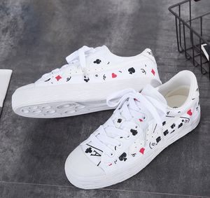 Warrior low collar canvas white shoes women upgrade DIY poker couple shoes wxy-a842j