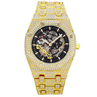 MISSFOX watch European and American explosion models full diamond hollow mechanical watch waterproof luminous stainless steel men's watch V301 Mechanical