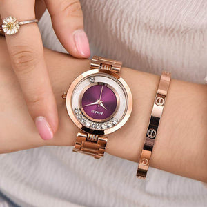GUOU 8039 Women's Watches Ladies Fashion Luxury Rose Gold Stainless Steel Watches Ball crystal Women Rhinestone Clocks