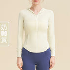 Spring and Summer Cool Feeling Sun Protection Sports Coat Women's Slim Fit Slimming Zipper Hoodie Running Quick-Drying Top MZ21