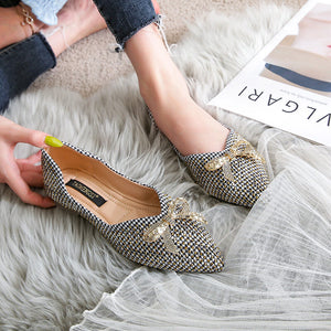Shoes women's spring 2022 new bow tie versatile ladle shoes temperament soft bottom shallow mouth single women casual shoes 222-8