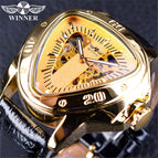Winner European American Style Men's Fashion Casual Hollow Triangle Large Dial Automatic Mechanical men Watch SLZg65