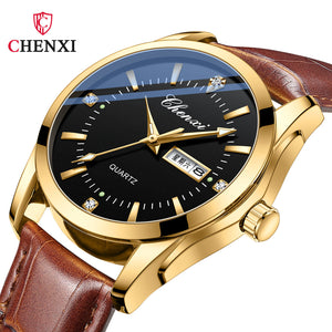 CHENXI New Double Calendar Business Men's Watch Waterproof Quartz Watch Men Casual watch 022