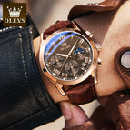 OLEVS watch multi-function sports three-eye six-pin chronograph watch waterproof luminous men's watch 2871
