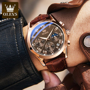 OLEVS watch multi-function sports three-eye six-pin chronograph watch waterproof luminous men's watch 2871