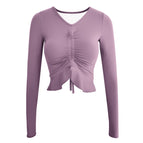 2022 new style yoga Top autumn and winter sports long-sleeved running fitness sportswear thin quick drying T-shirt top 8077