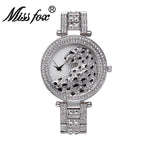Miss fox leopard diamond-studded steel belt personalized fashion ladies watch high-end waterproof quartz watch v227