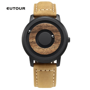EUTOUR New wooden dial, simple magnetic steel ball, fashion concept watch, parallel steel ball holder, Tiktok watches with box gift for father,men, women